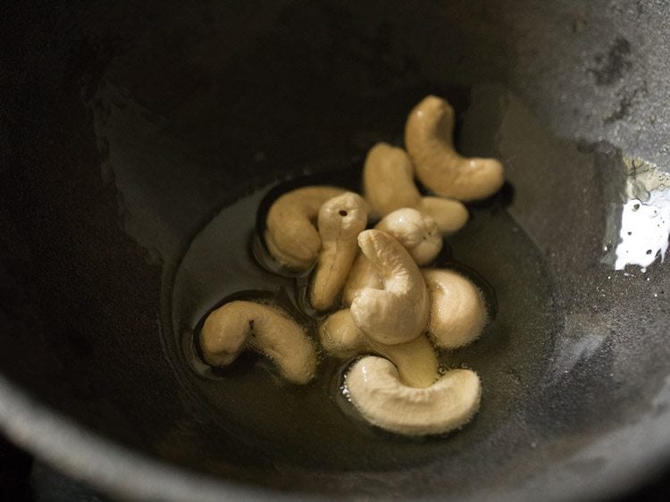 cashews being fried in ghee