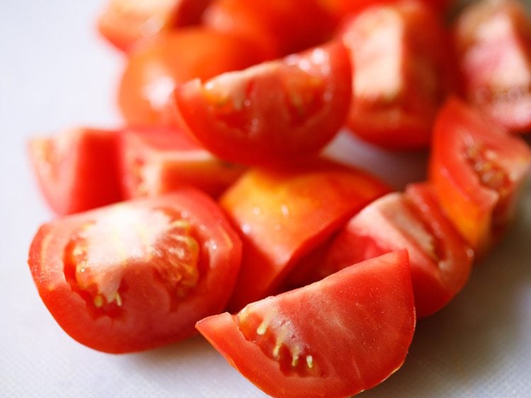 quartered tomatoes. 