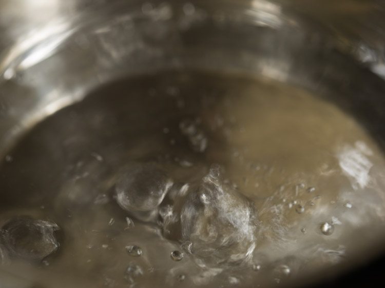 boiling water in a pan. 