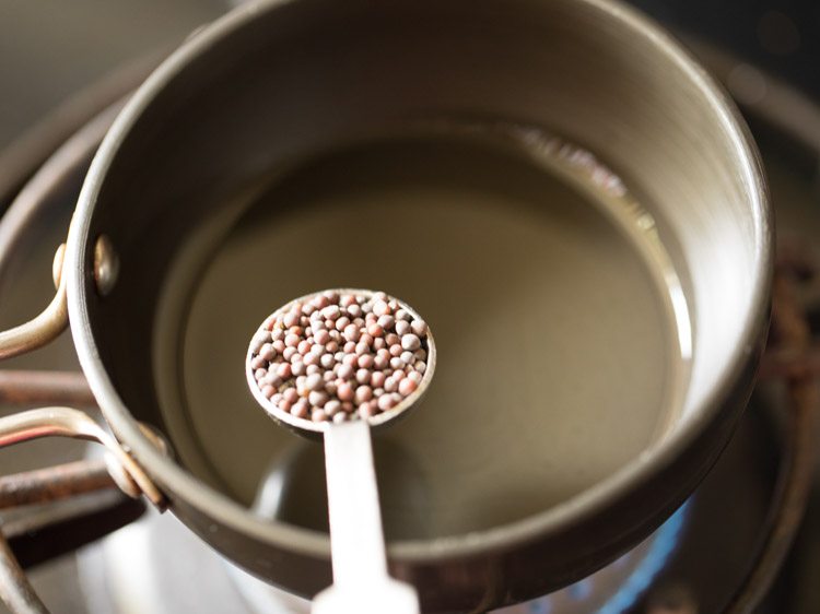 adding mustard seeds to the hot oil. 