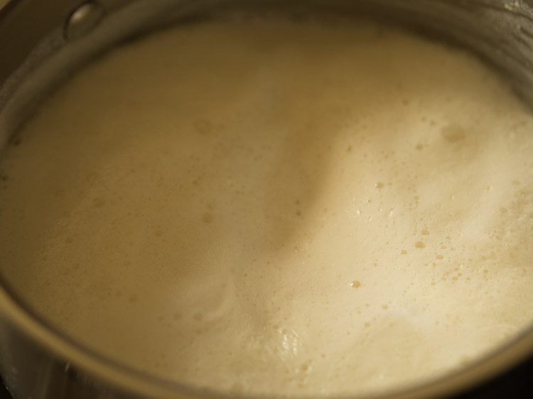simmering milk.