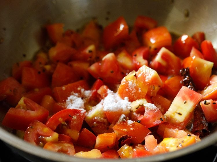 salt added to the tomatoes. 