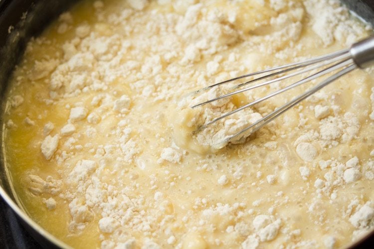 whisking sponge batter