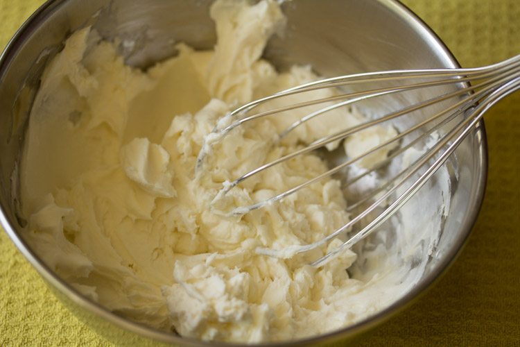 whisking mascarpone for eggless tiramisu filling