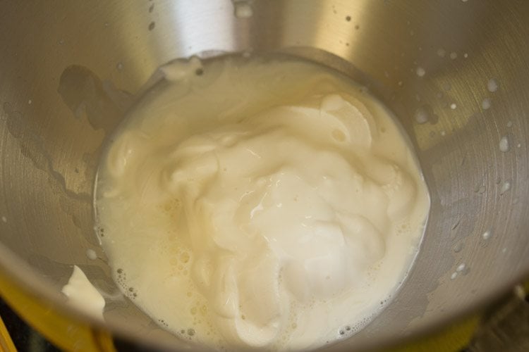 heavy cream added to mixing bowl