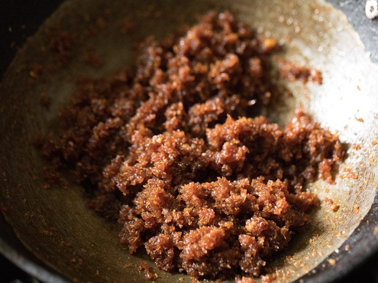 cooked coconut-jaggery mixture. 