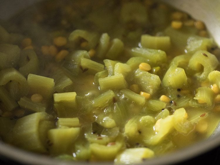 making snake gourd bhaji recipe