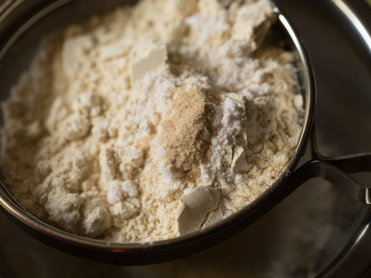 asafoetida added to the sieve. 