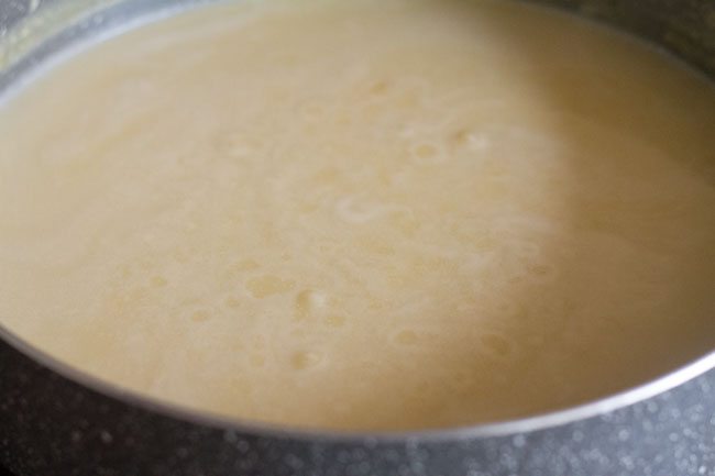 thick coconut milk mixed well in the chana dal mixture.