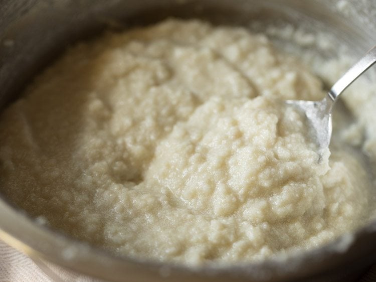 chenna mixture mashed to a loose and light mixture for making chenna poda. 