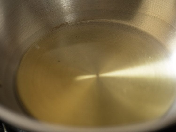sesame oil heated in a pan. 