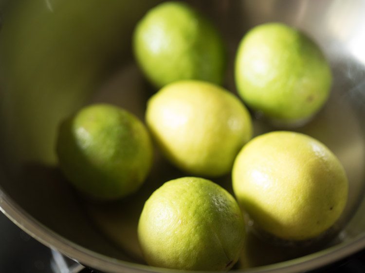 lemons added in the pan. 
