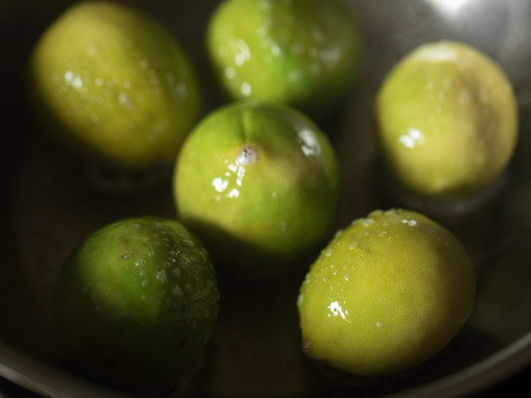 pan frying lemons in the pan. 