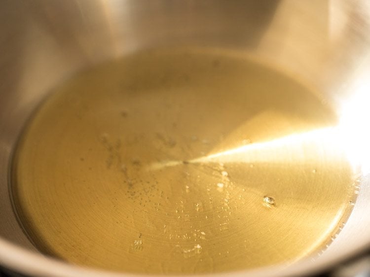 sesame oil heated in a pan. 