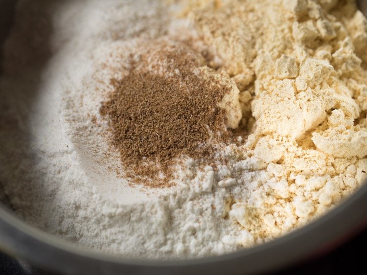 prepared carom seeds powder added to the bowl. 