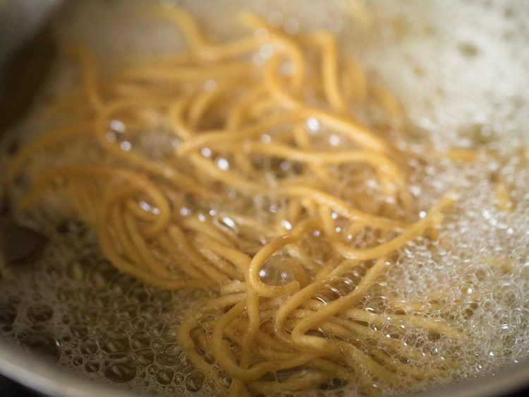 frying omapodi in hot oil. 