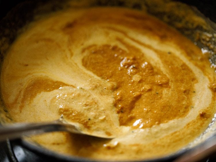 jaggery powder and coconut paste mixed well with the masala. 