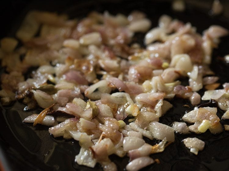 sautéing onions till light golden. 