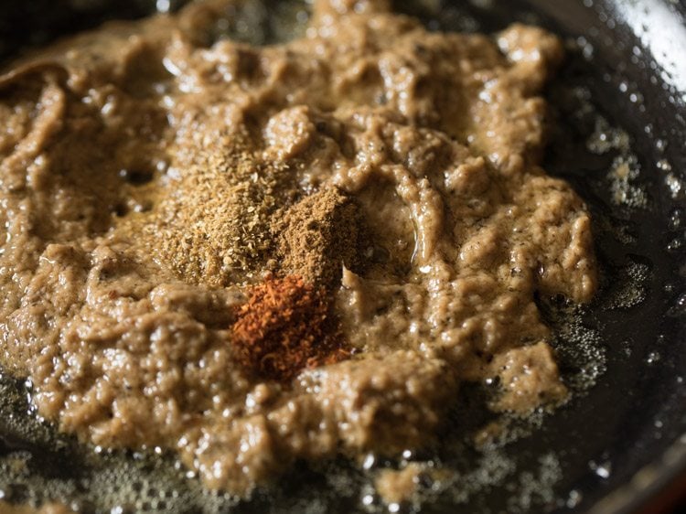 spice powders added to the onion paste. 