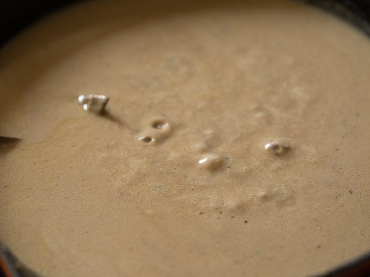 simmering prepared gravy. 