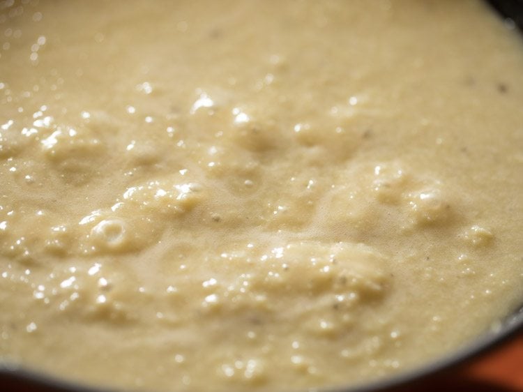 simmering and bubbling peda mixture