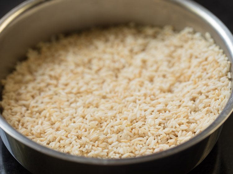 drained rice grains. 