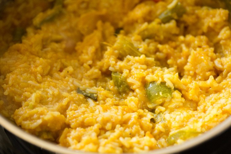 rice and dal mixed well with the sambar. 