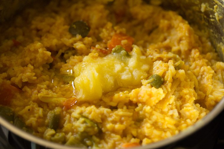 ghee added to the sambar rice. 