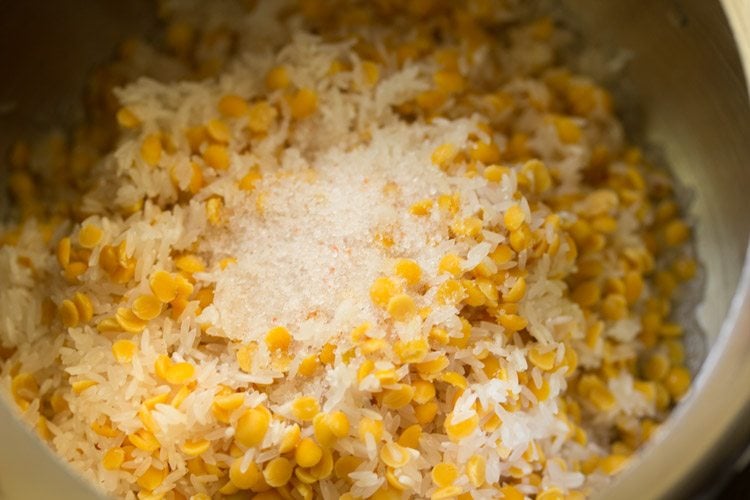 salt added to the rice and dal. 