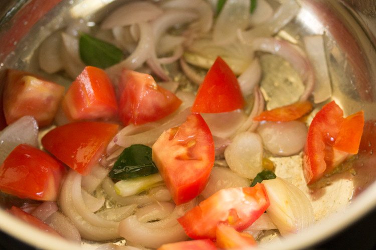 diced tomatoes added to the onions. 