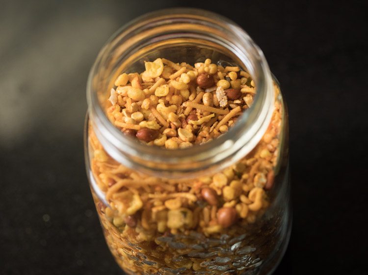 south Indian mixture placed in a glass jar. 