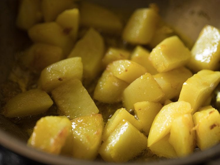 frying potato cubes. 