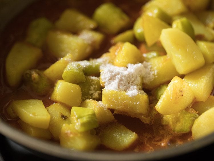 sugar and salt added to the vegetables. 