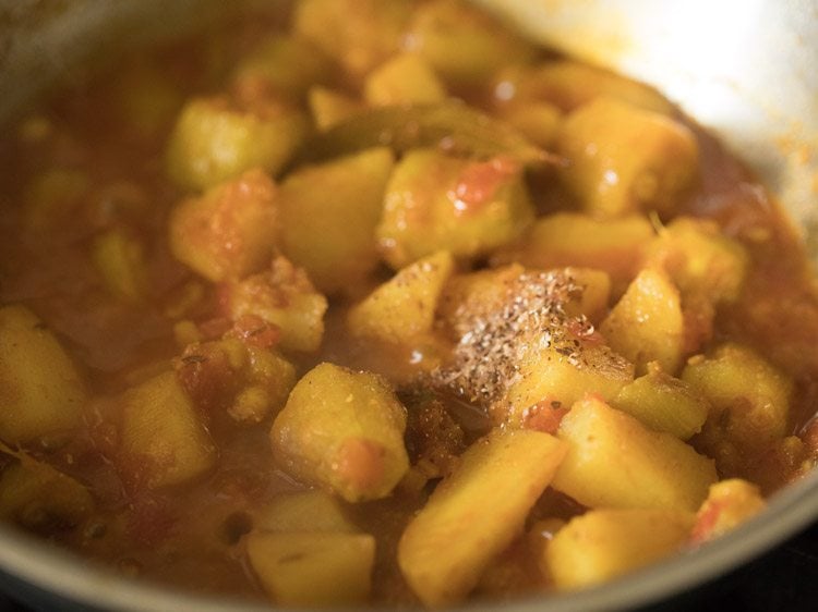 prepared garam masala added to the vegetable curry. 