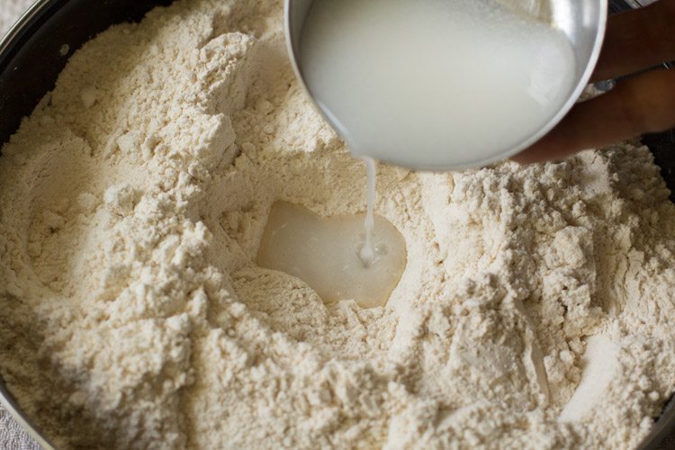 adding buttermilk to the flour mixture. 