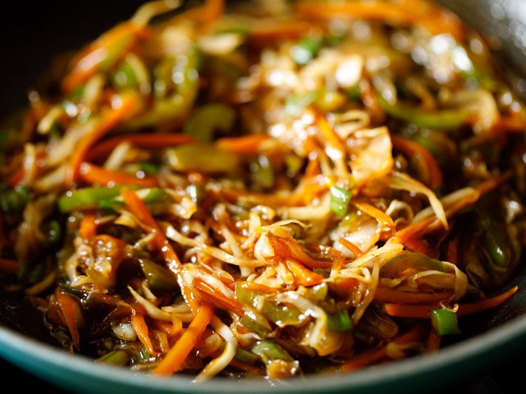 spring onion greens mixed well with the vegetables. 