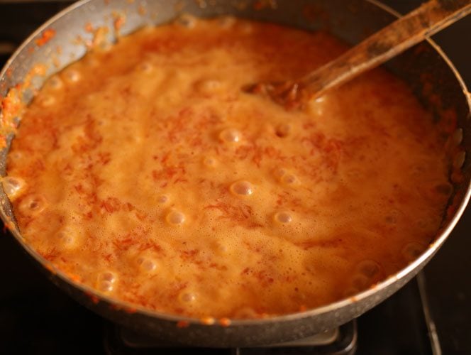 sugar has melted and carrot mixture looks liquid