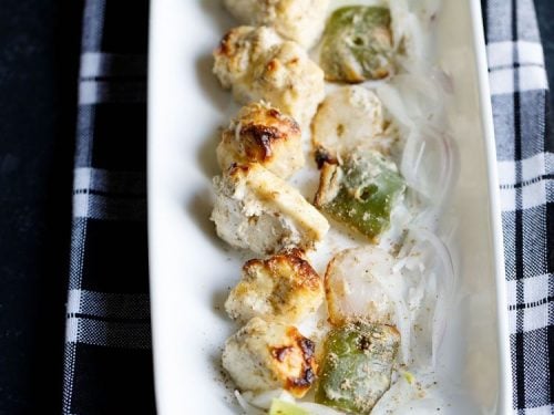 paneer malai tikka recipe, malai paneer tikka recipe