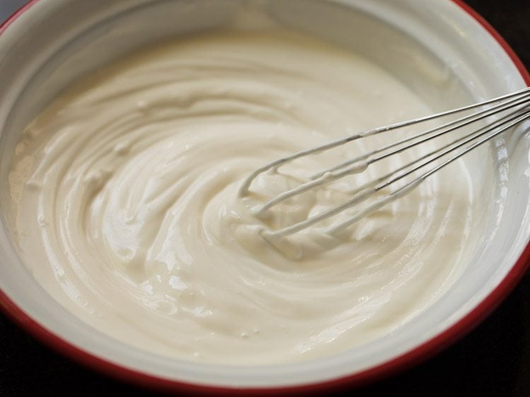 cream whisked well with the hung curd. 