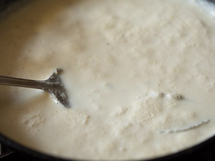 spices mixed well with the milk-rice mixture. 