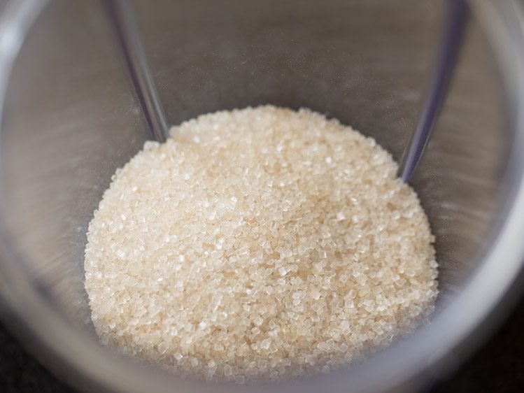 raw sugar in a mixer jar.