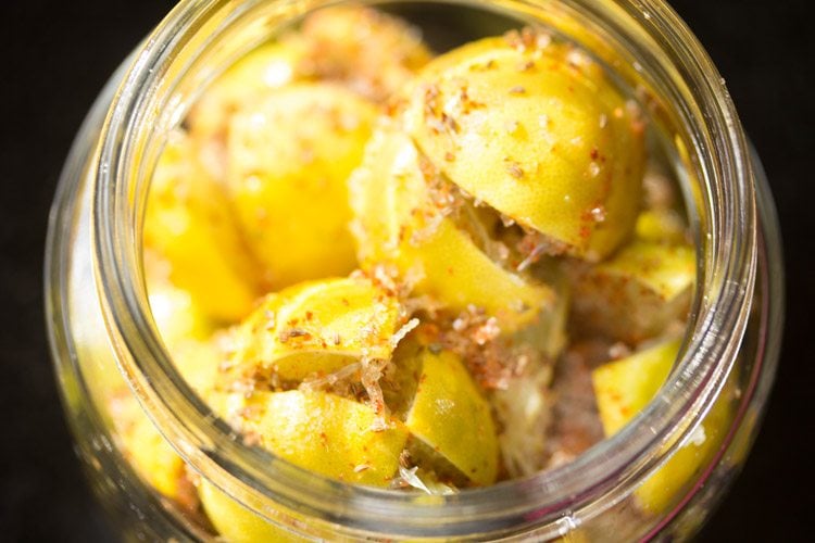 4 Ingredient Tangy & Sweet Lemon Pickle with Sugar and Ajwain