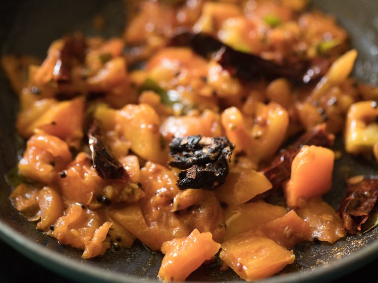 tamarind added to the cooked tomato mixture. 