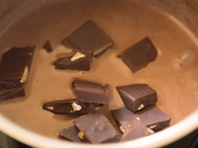 adding chopped chocolate