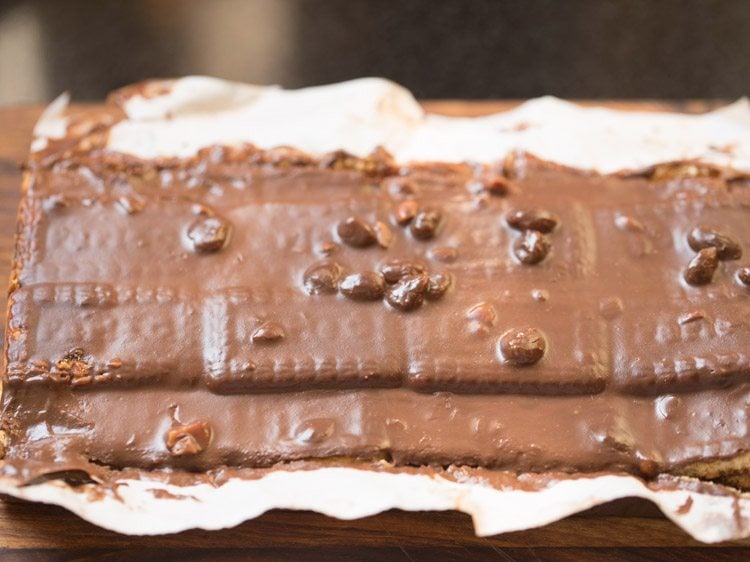 biscuit cake on a chopping board