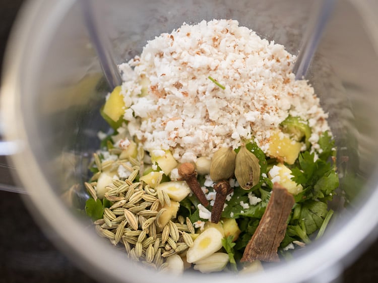 whole spices added to the grinder jar. 