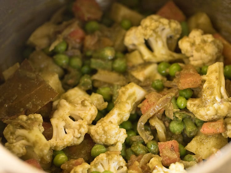 vegetables mixed with the masala mixture. 