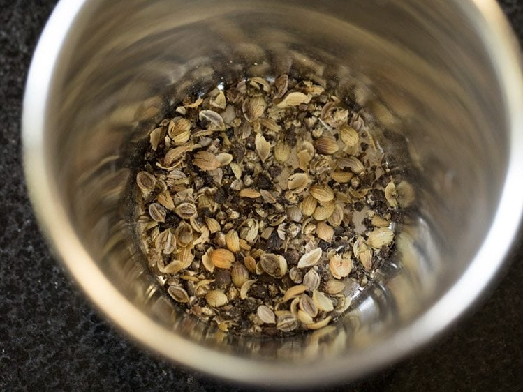 spices crushed coarsely with a pestle. 