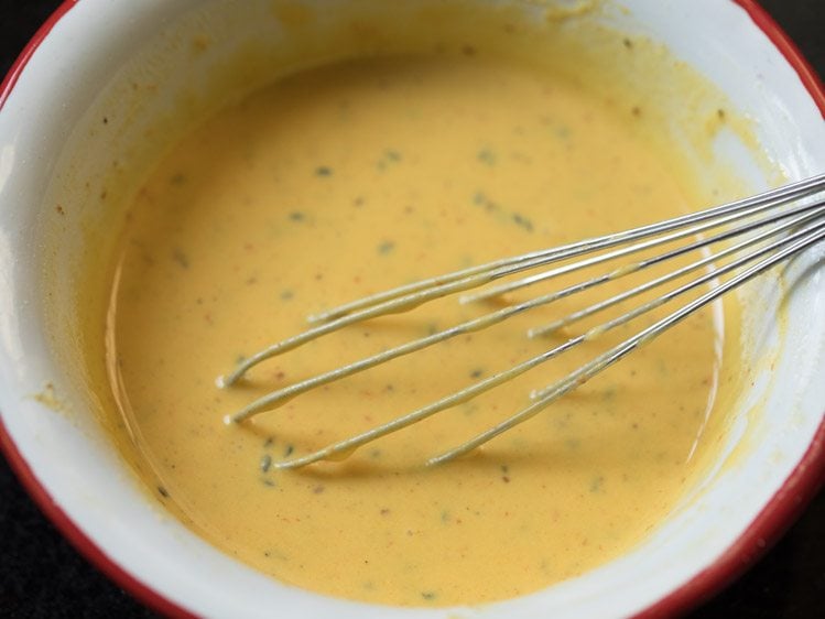 ingredients mixed well into a thick, smooth batter. 