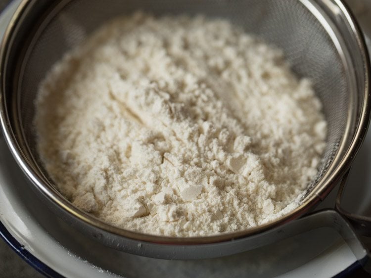 flour in a sieve. 